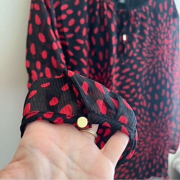 LIZ CLAIBORNE Career Size XXL Red Black Metallic 3/4 Sleeve top Lined EUC - Picture 5 of 12